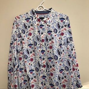 Beautiful 1XP blue print Talbots blouse